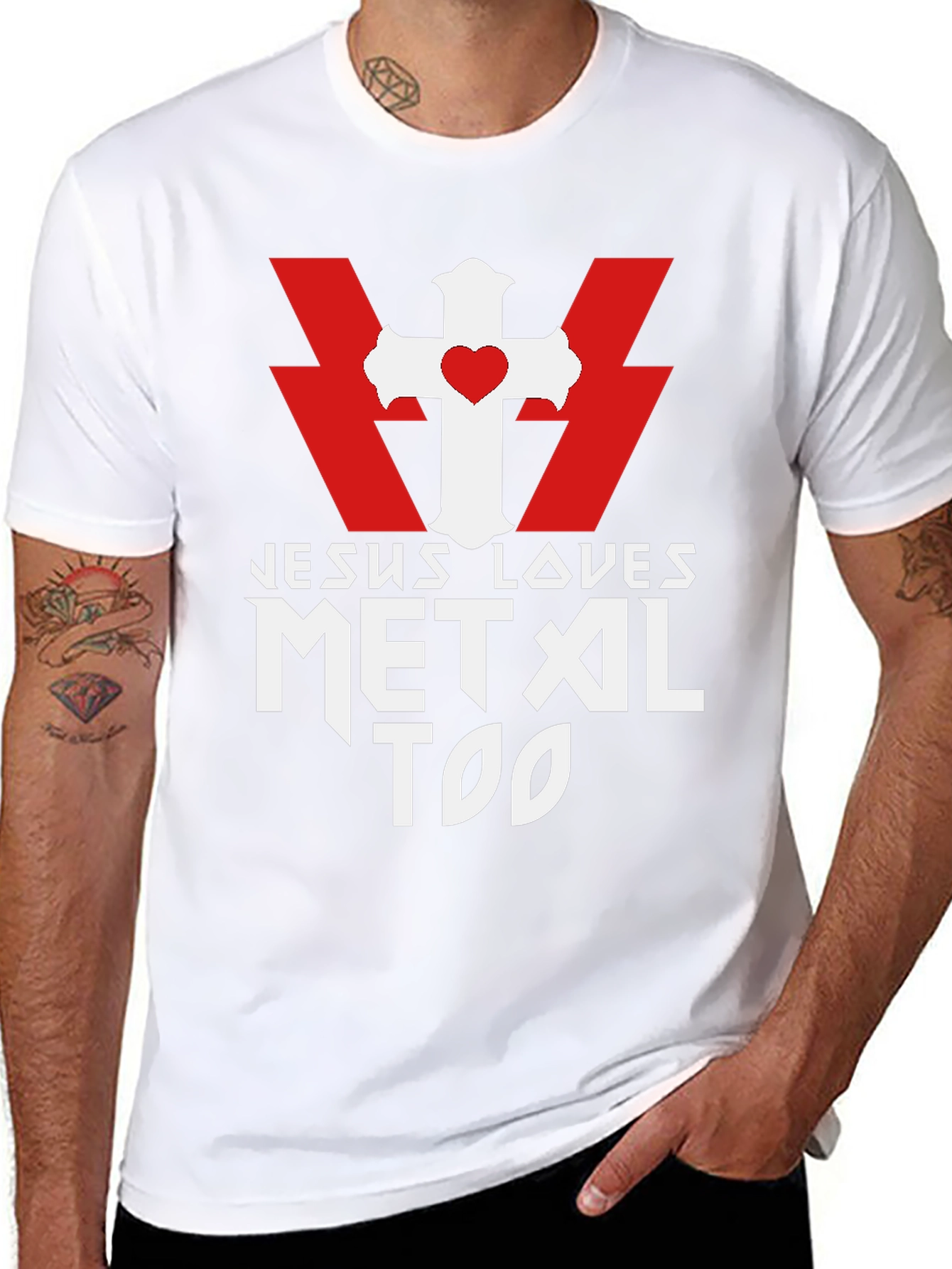 Jesus Loves Metal Too Black T-Shirt