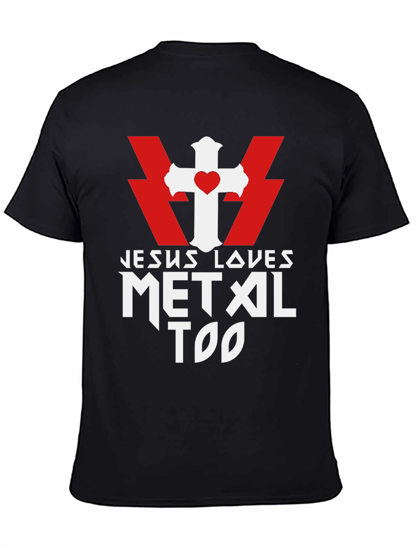 Jesus Loves Metal Too Black T-Shirt