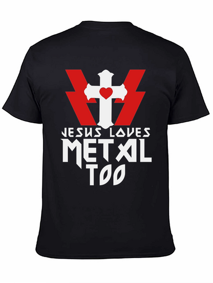 Jesus Loves Metal Too Black T-Shirt
