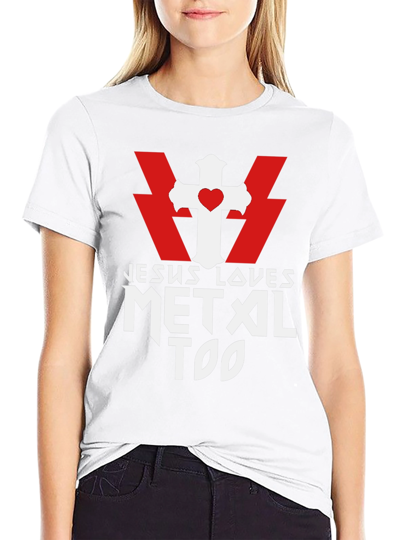 Jesus Loves Metal Too Black T-Shirt