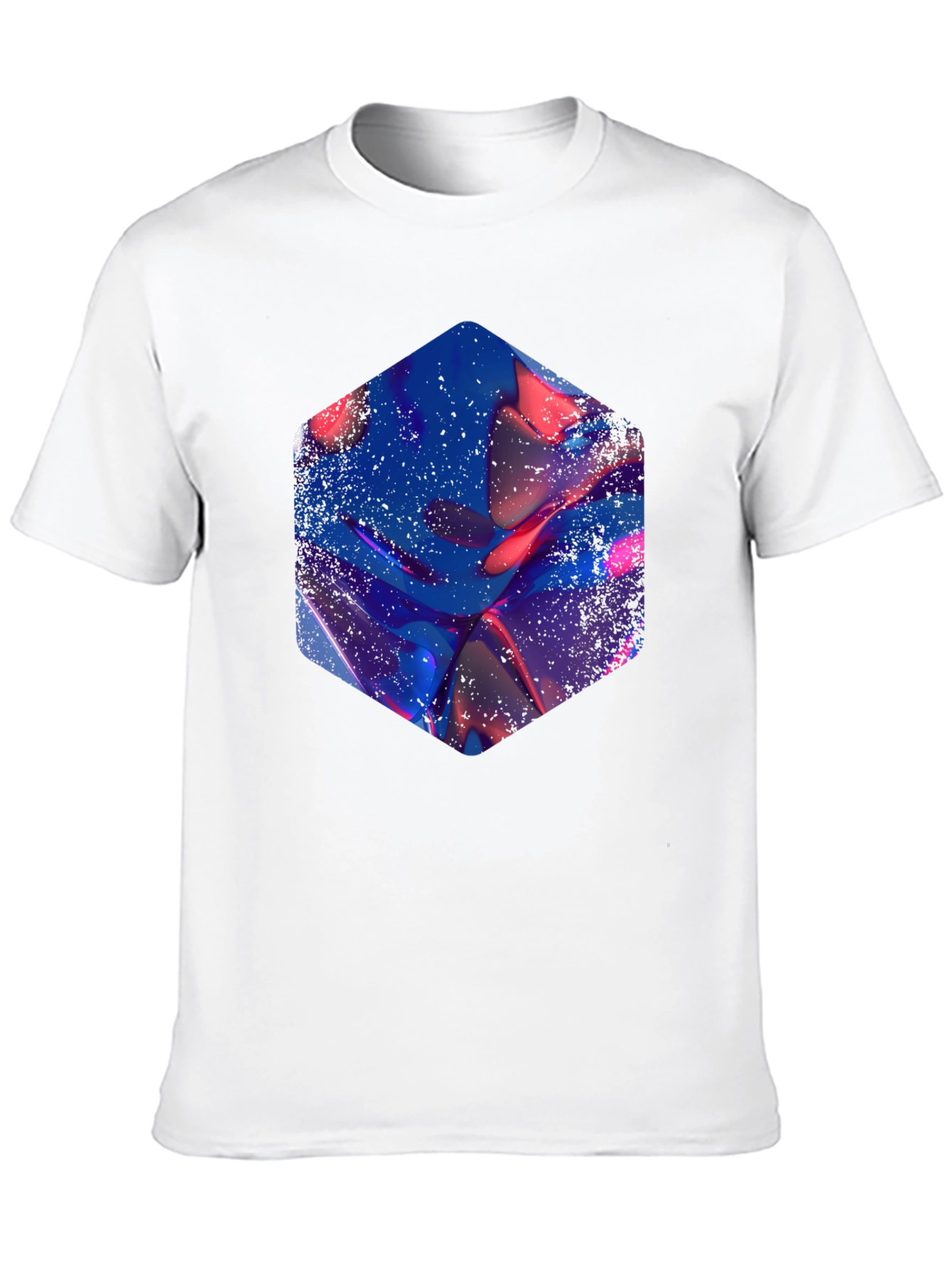 Abstract Hexagon Graphic Print Black T-Shirt