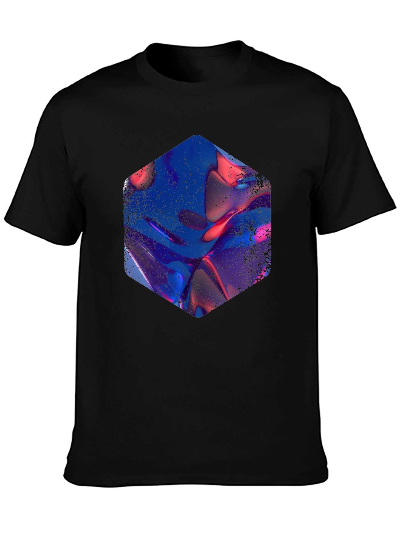 Abstract Hexagon Graphic Print Black T-Shirt