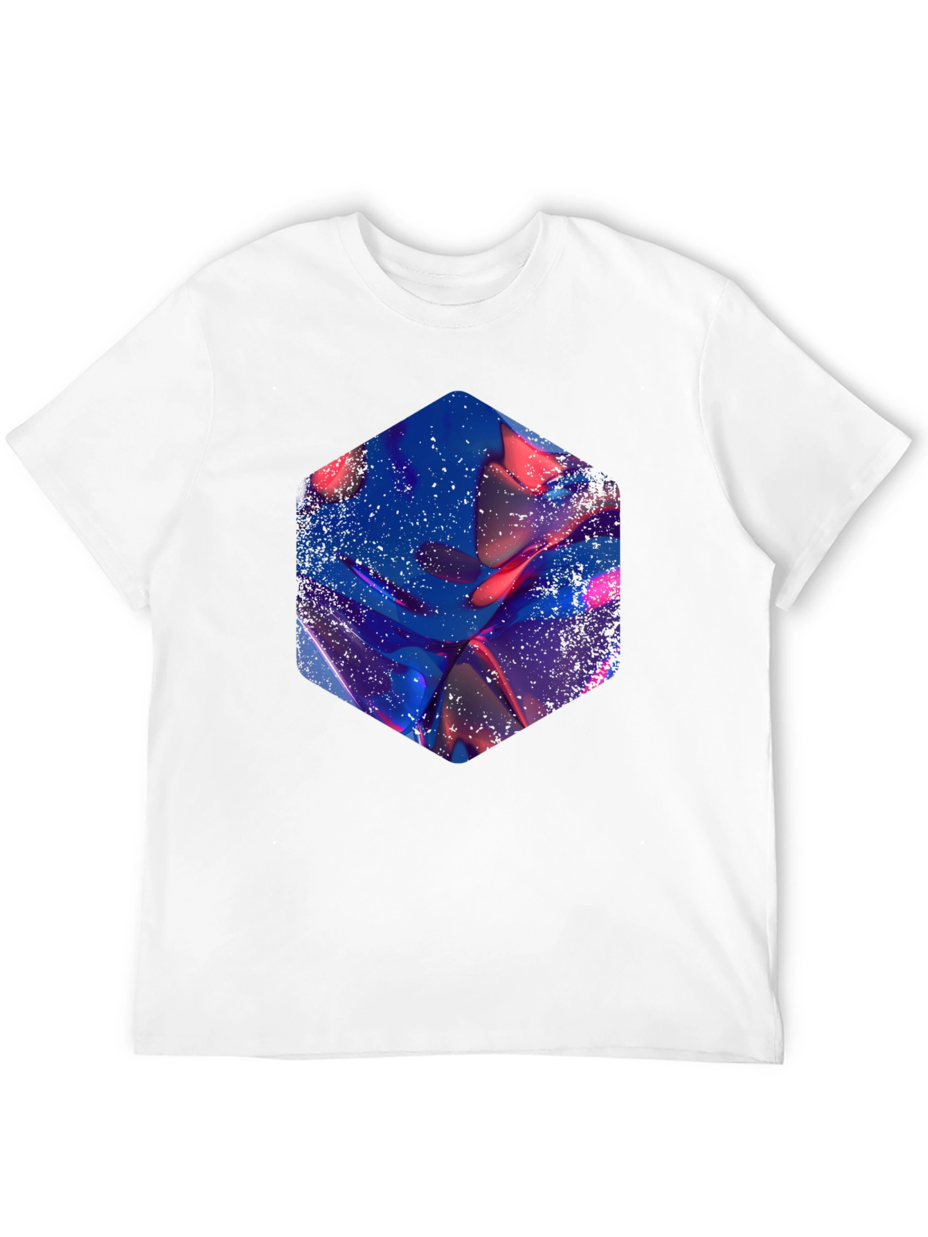 Abstract Hexagon Graphic Print Black T-Shirt