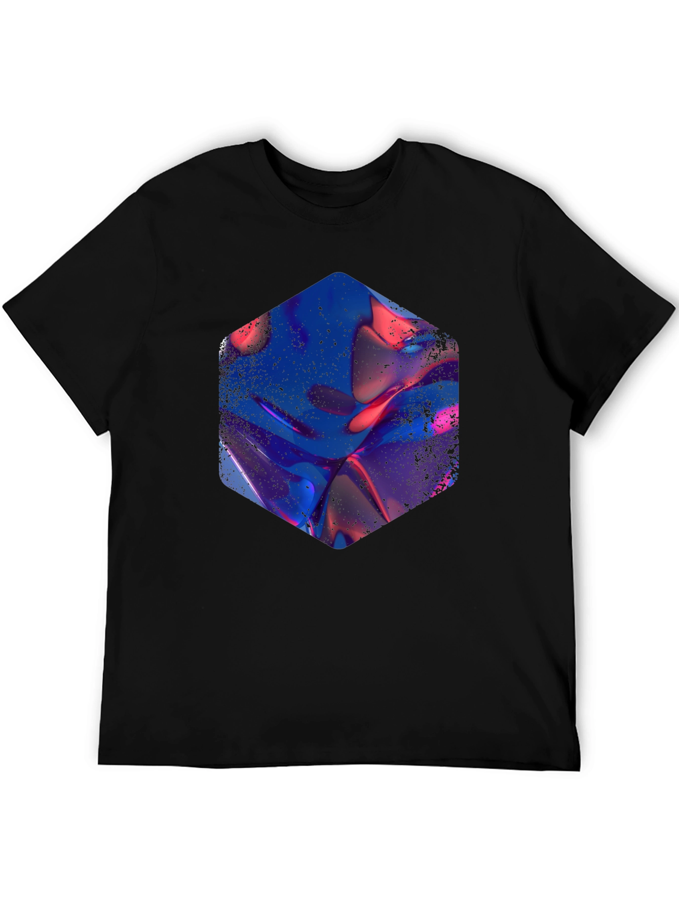 Abstract Hexagon Graphic Print Black T-Shirt