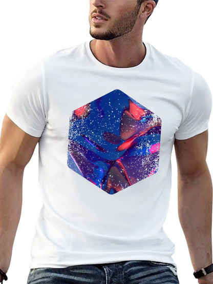 Abstract Hexagon Graphic Print Black T-Shirt