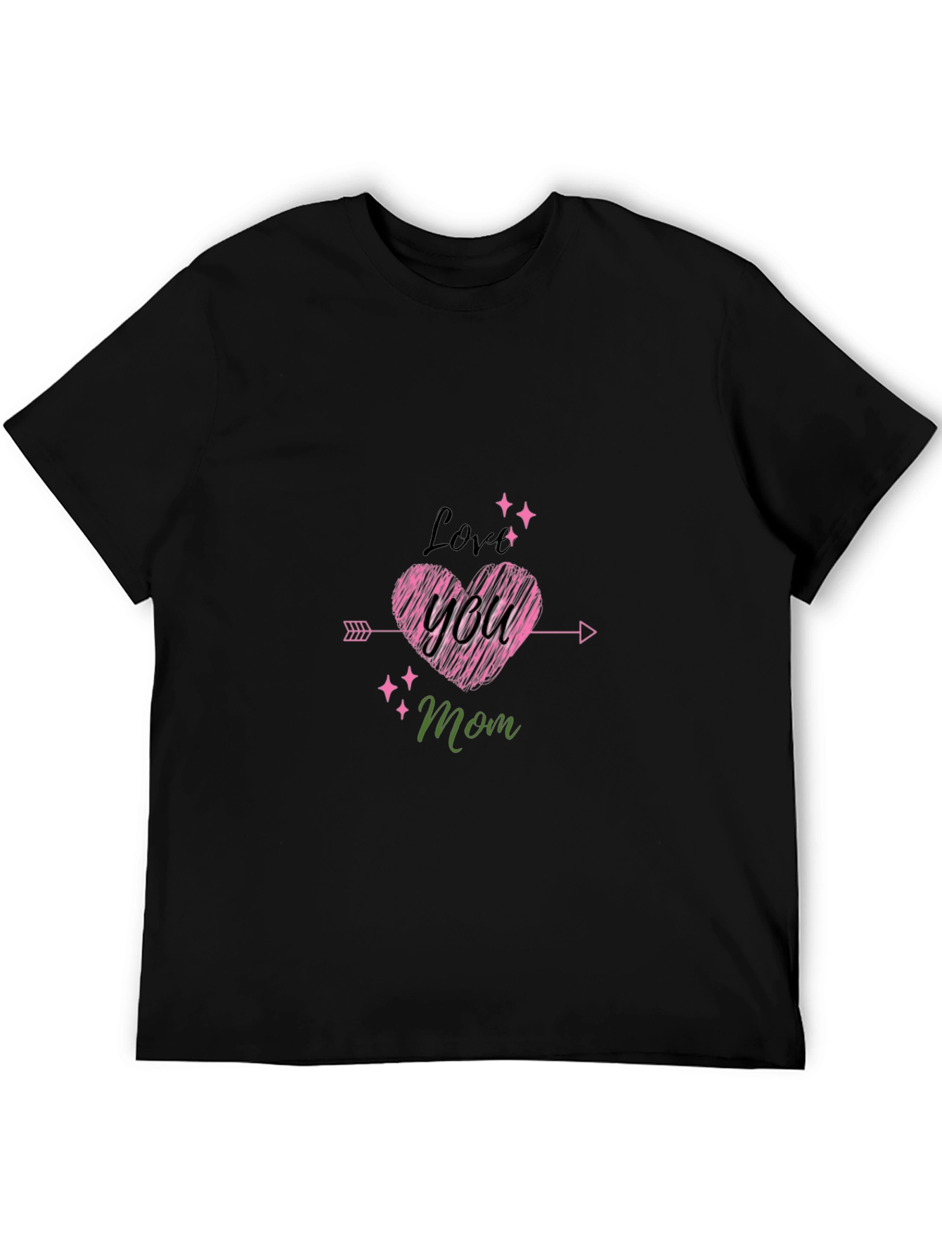 Love You Mom Black T-Shirt Cute Mothers Day Gift