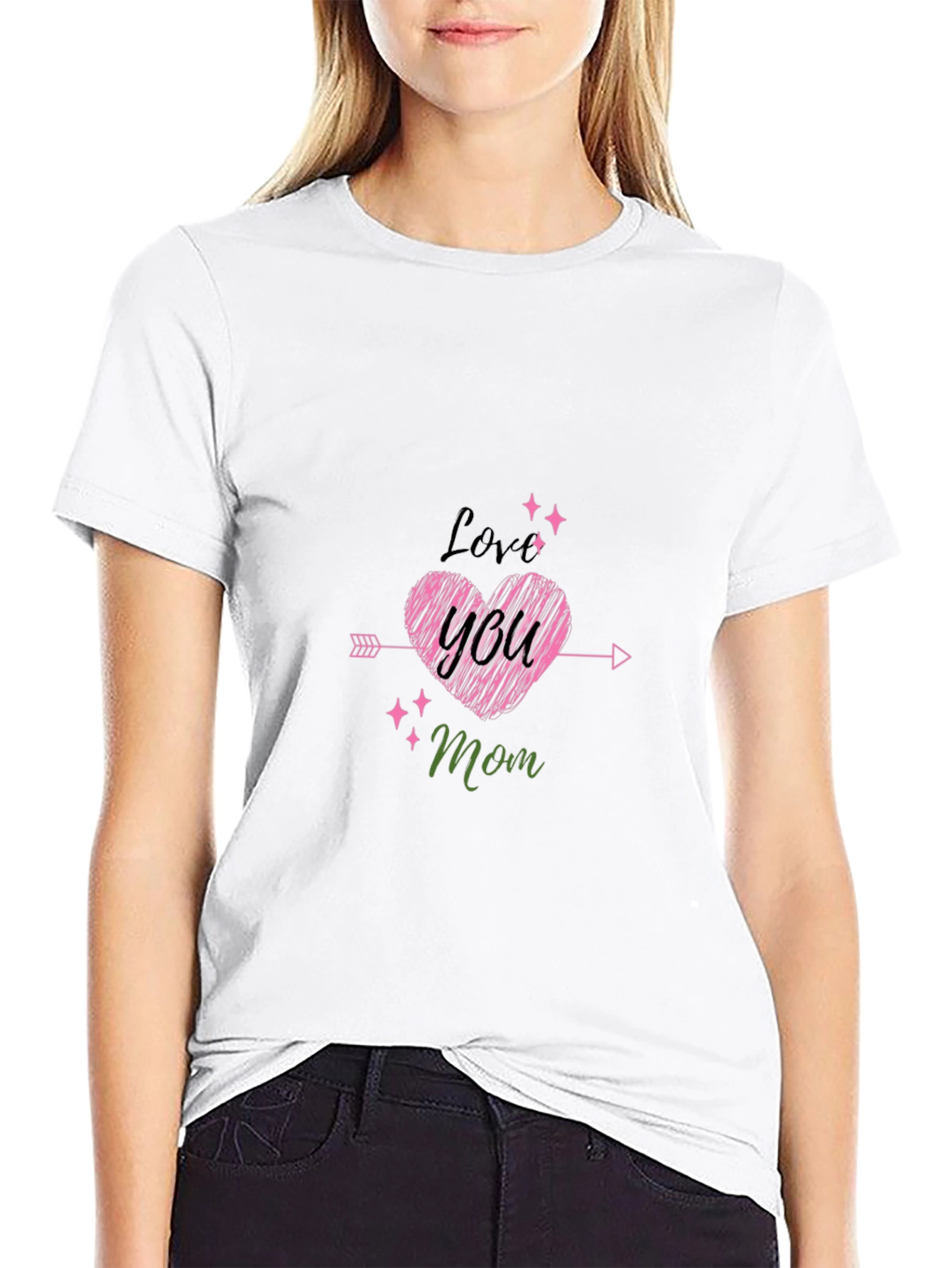Love You Mom Black T-Shirt Cute Mothers Day Gift
