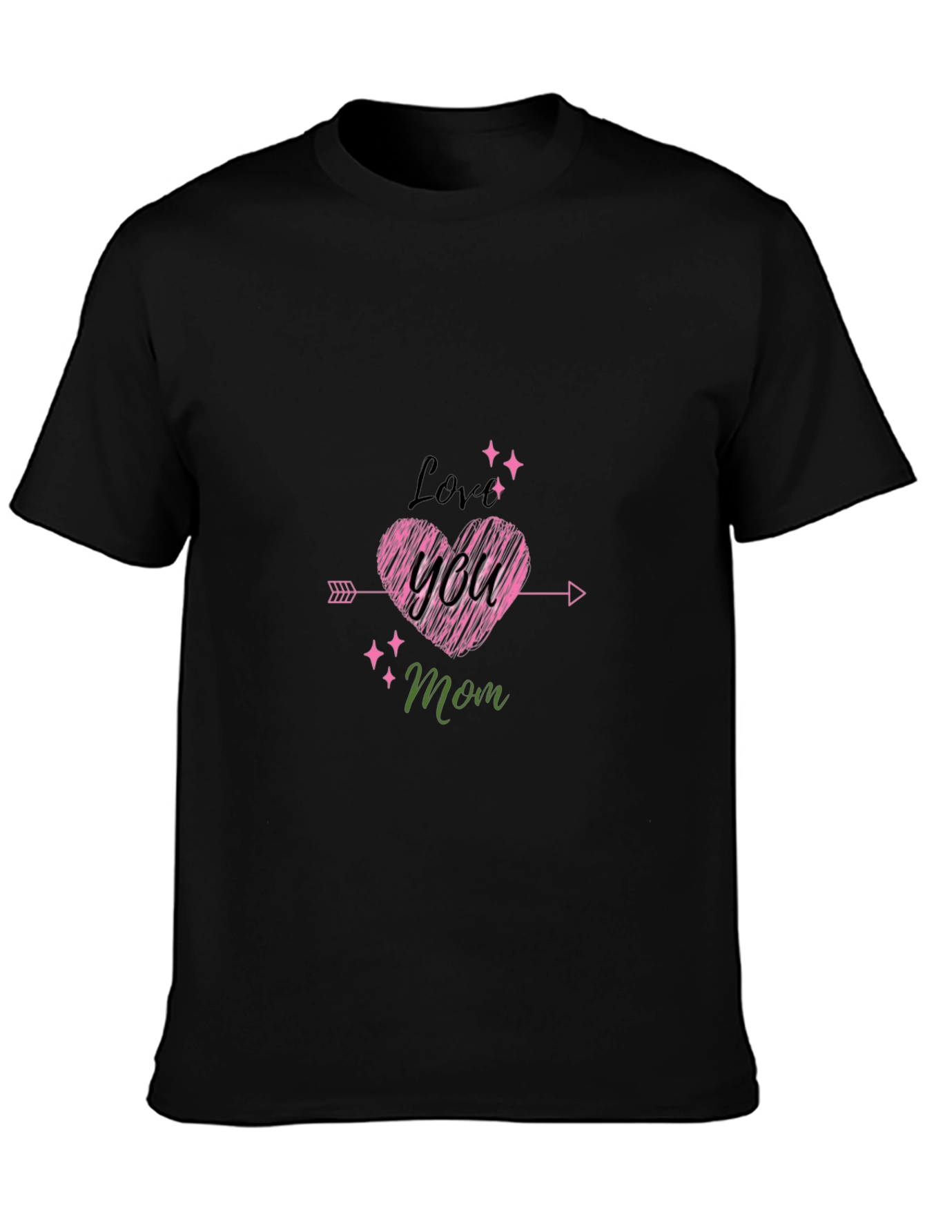 Love You Mom Black T-Shirt Cute Mothers Day Gift