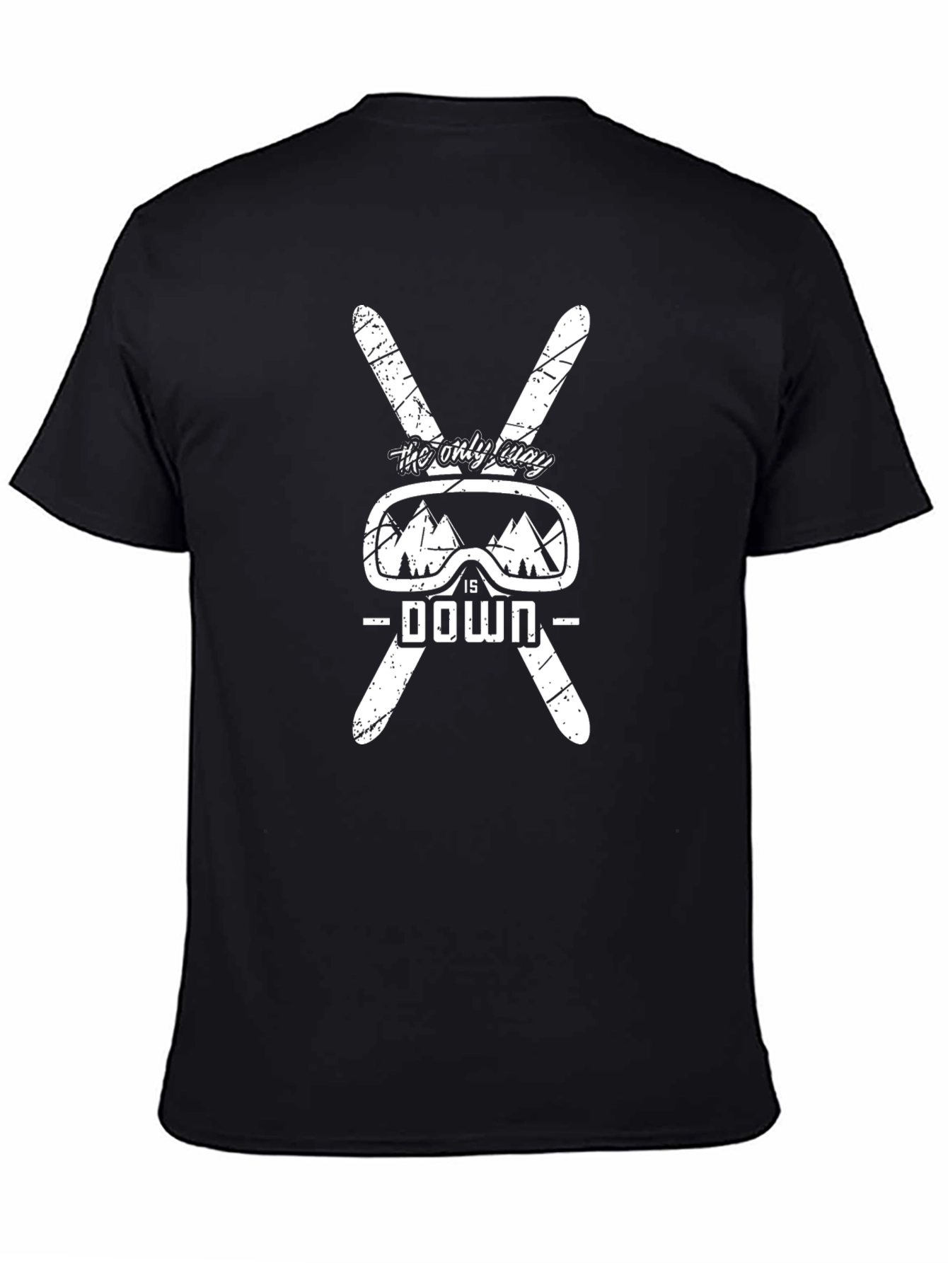 Ski Down Graphic Tee - Black Cotton Shirt