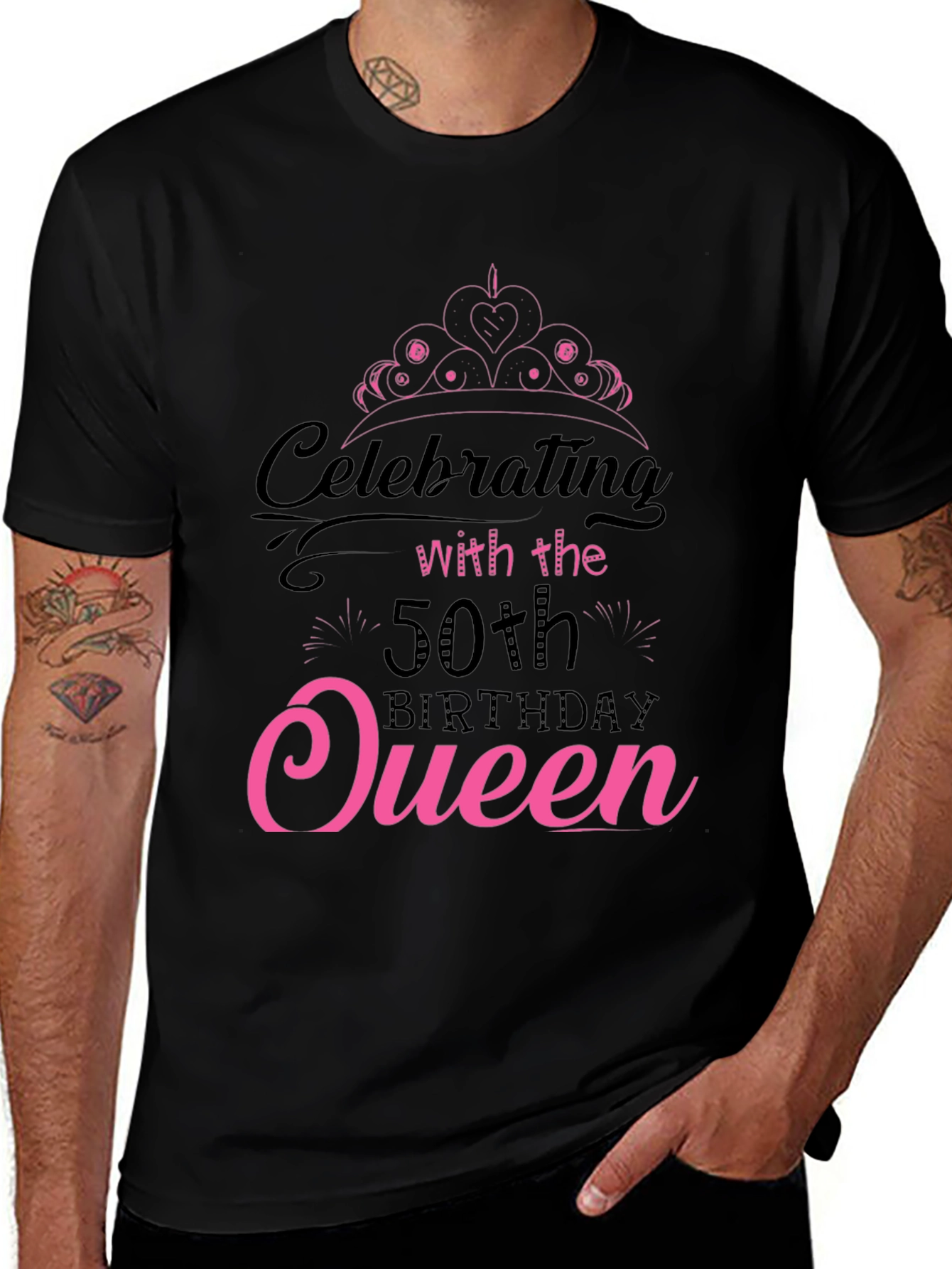 50th Birthday Queen Black T-Shirt