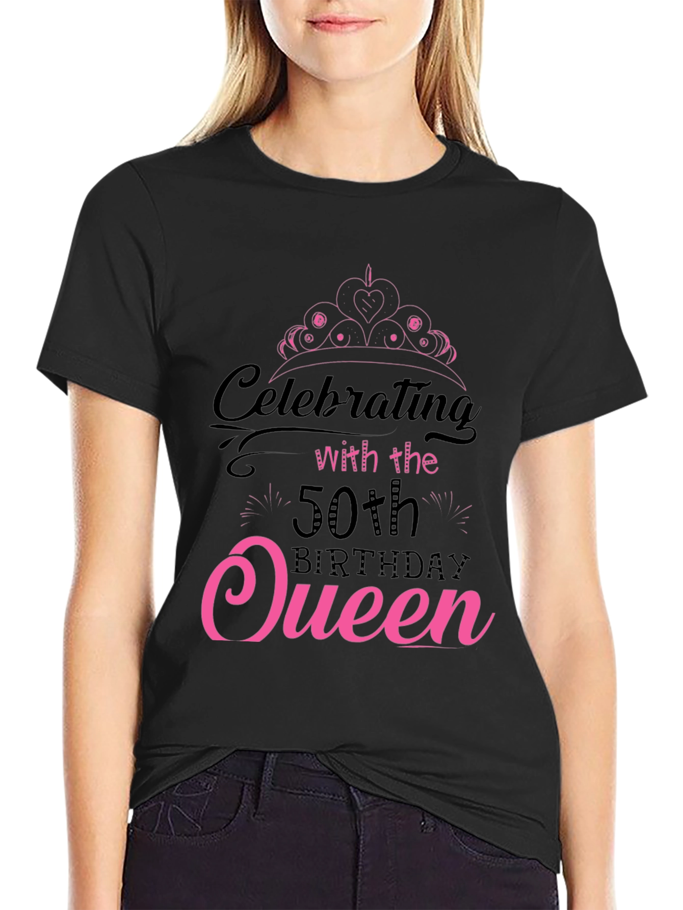 50th Birthday Queen Black T-Shirt