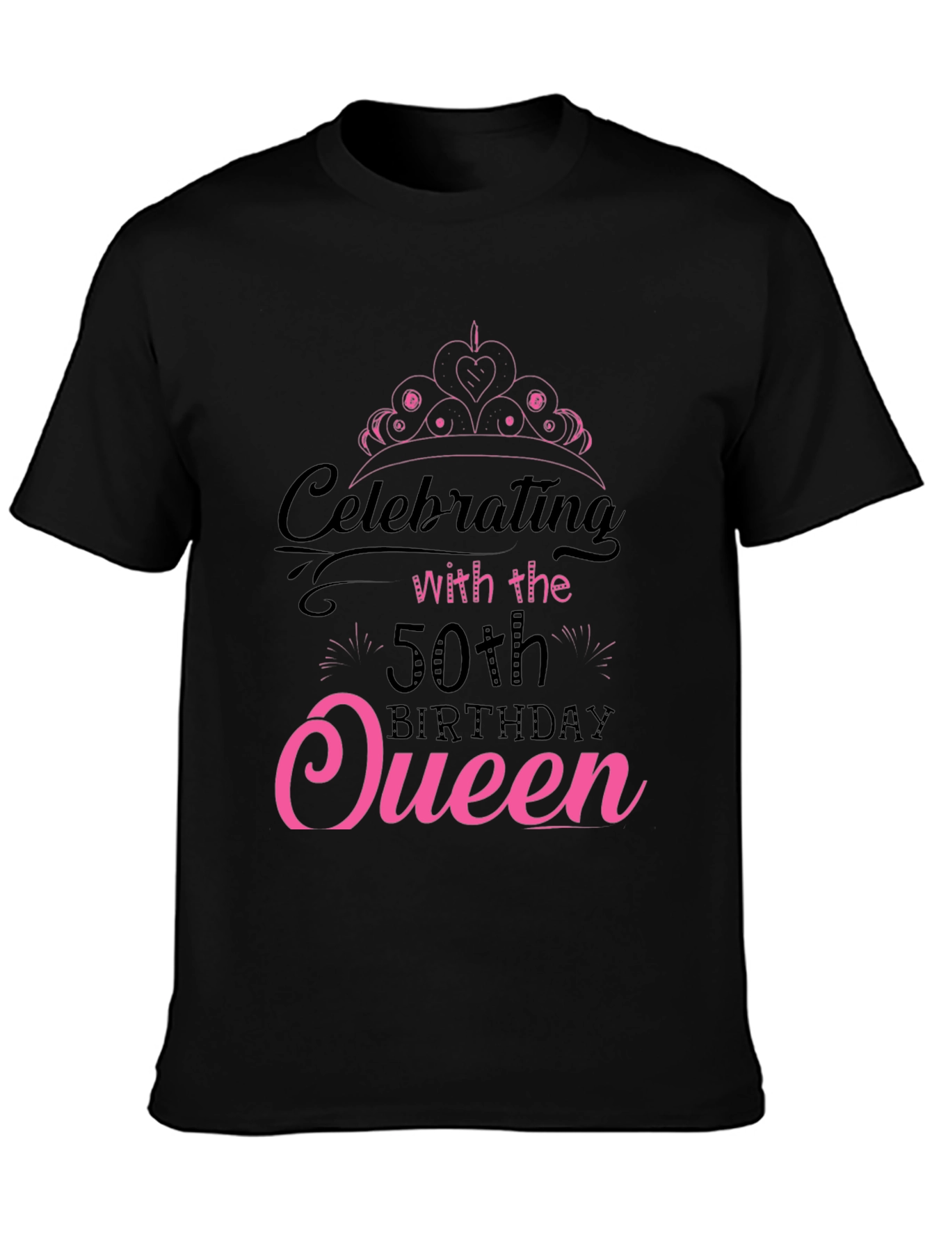 50th Birthday Queen Black T-Shirt