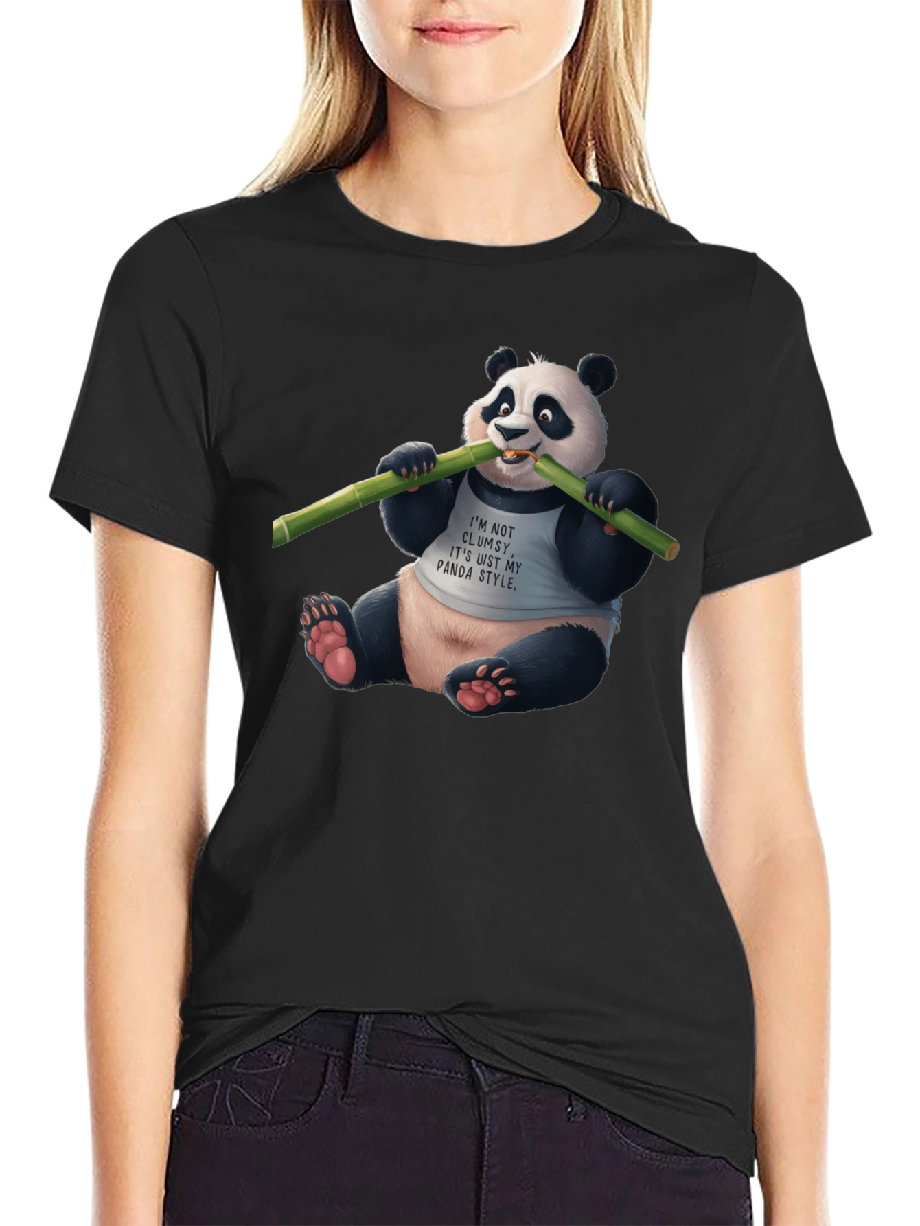 Panda Style Black T-Shirt