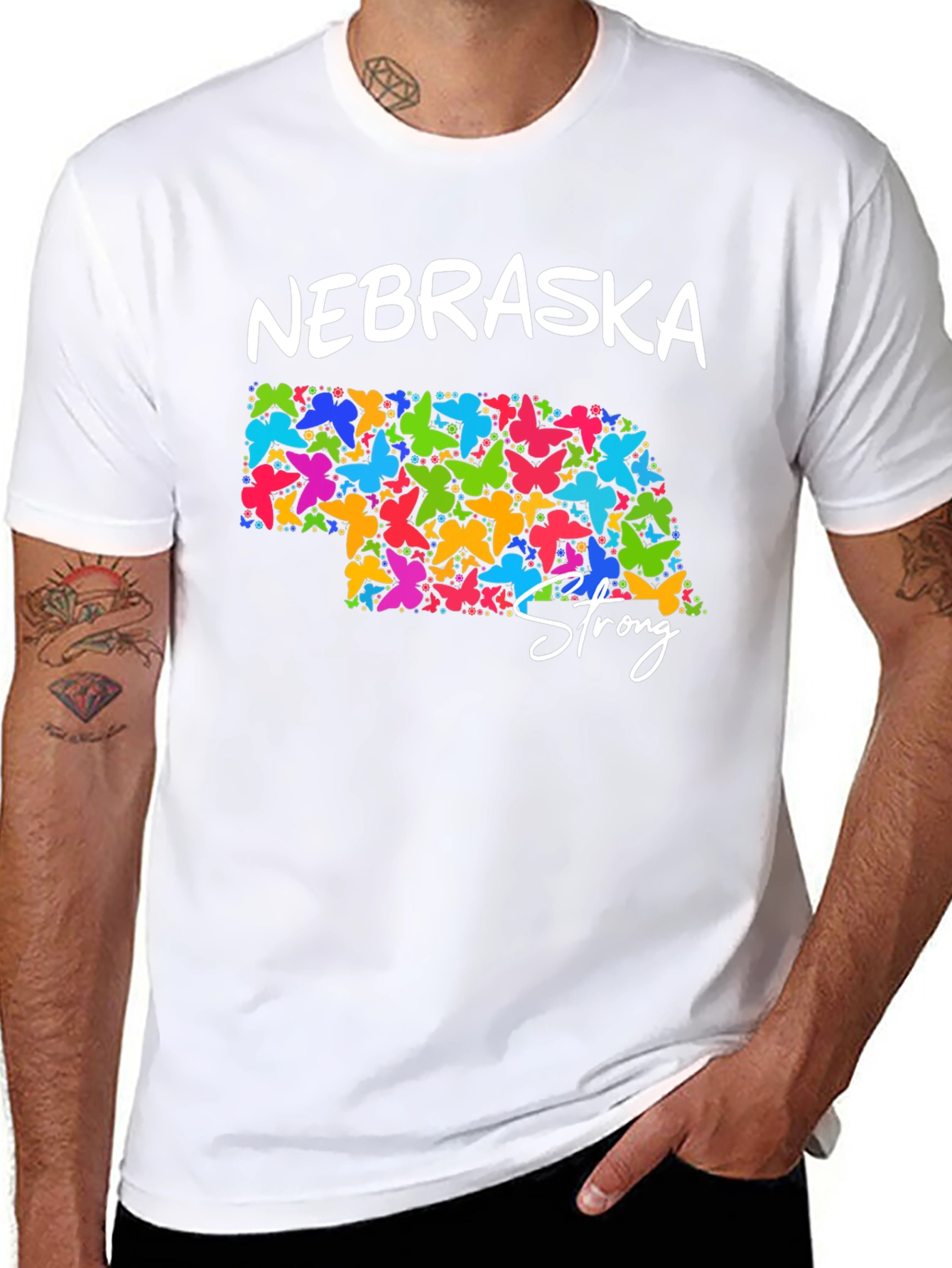 Nebraska Strong Butterfly State T-Shirt