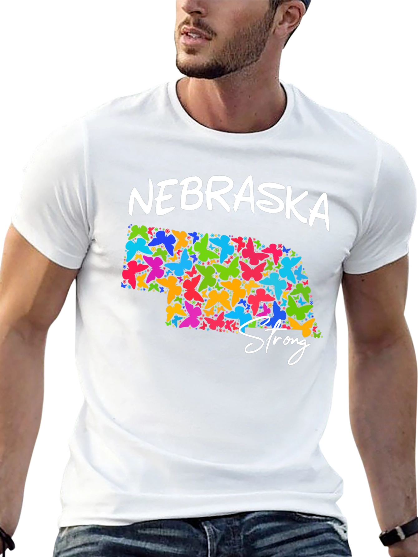 Nebraska Strong Butterfly State T-Shirt