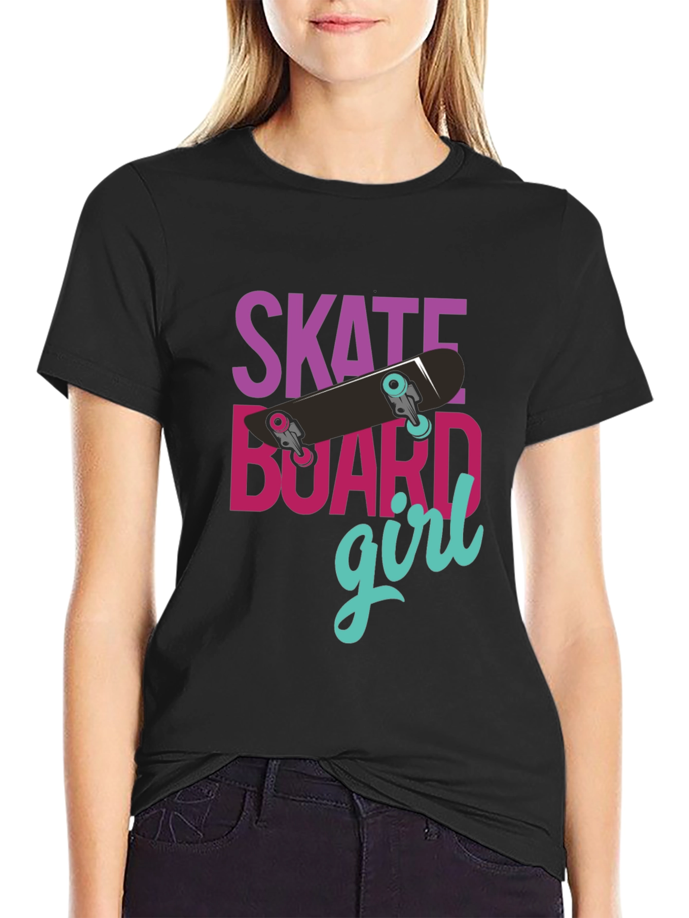 Skateboard Girl Graphic T-Shirt - Casual Style
