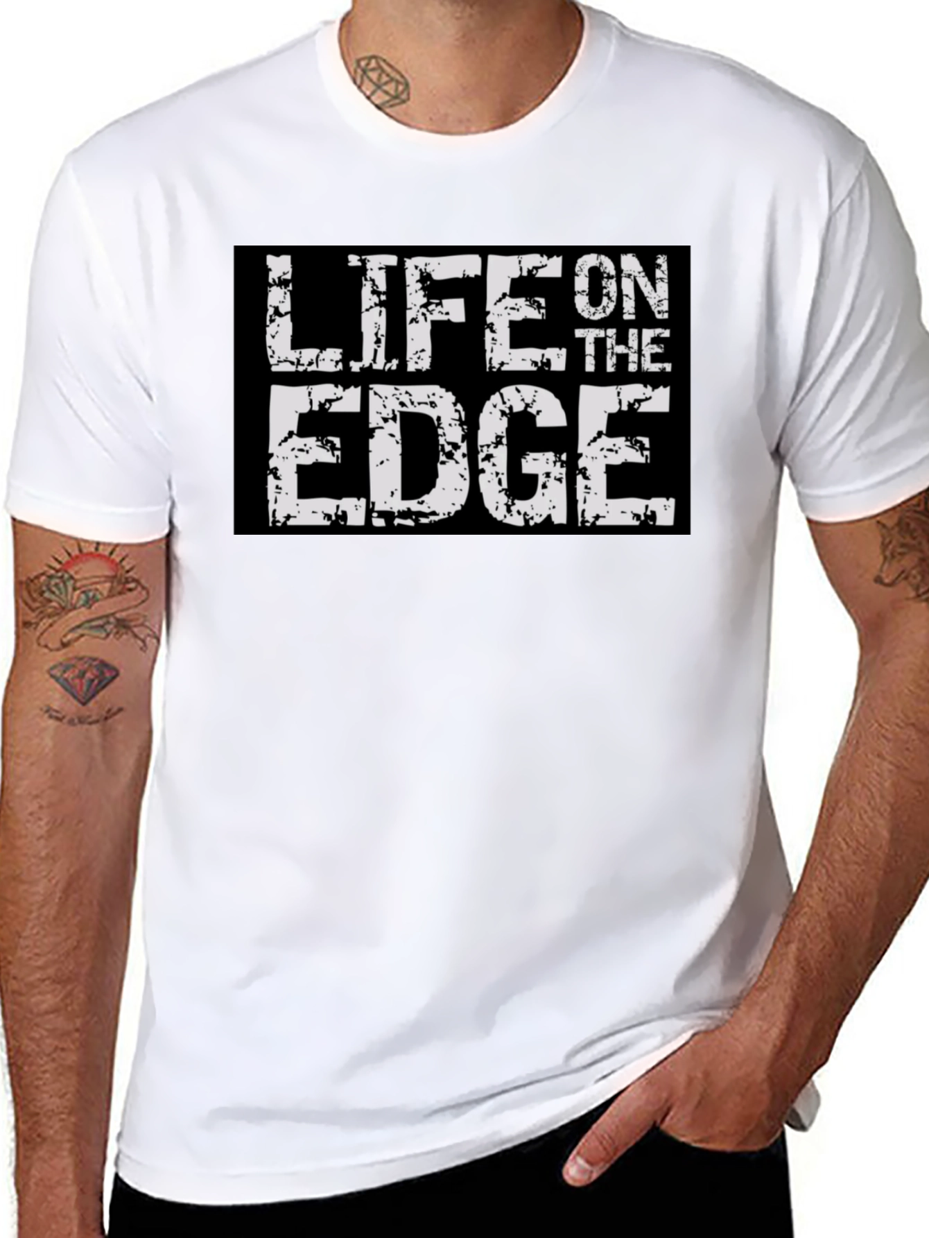Life On The Edge Graphic Print Black T-Shirt