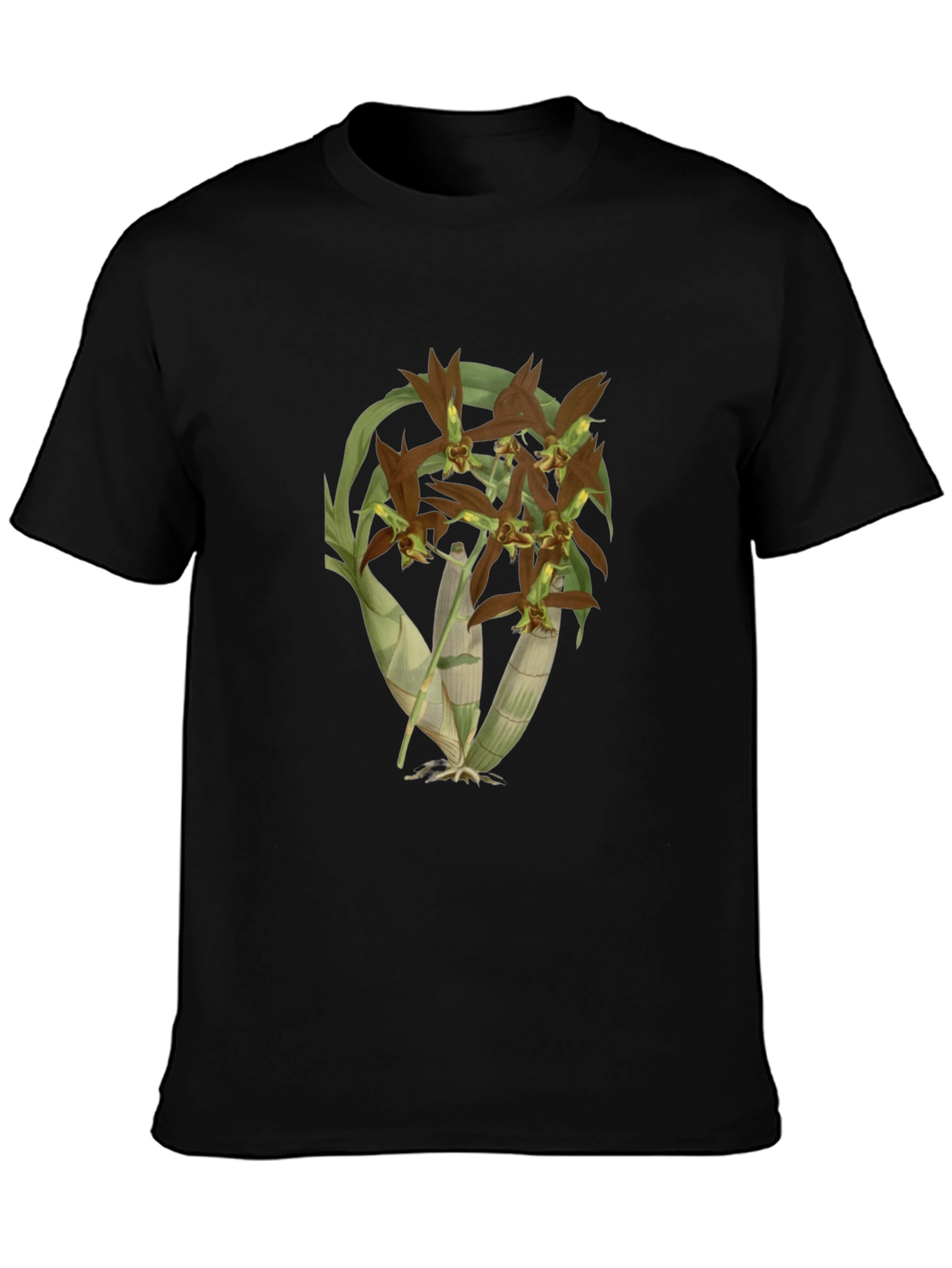 Orchid Flower Black T-Shirt