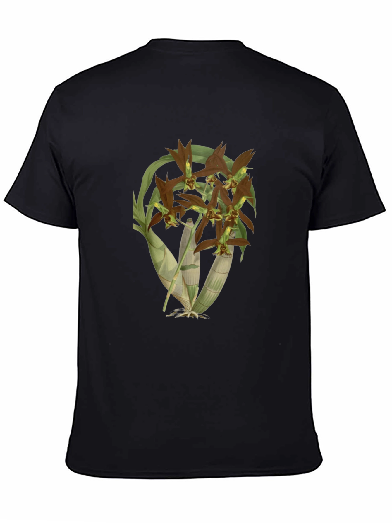 Orchid Flower Black T-Shirt