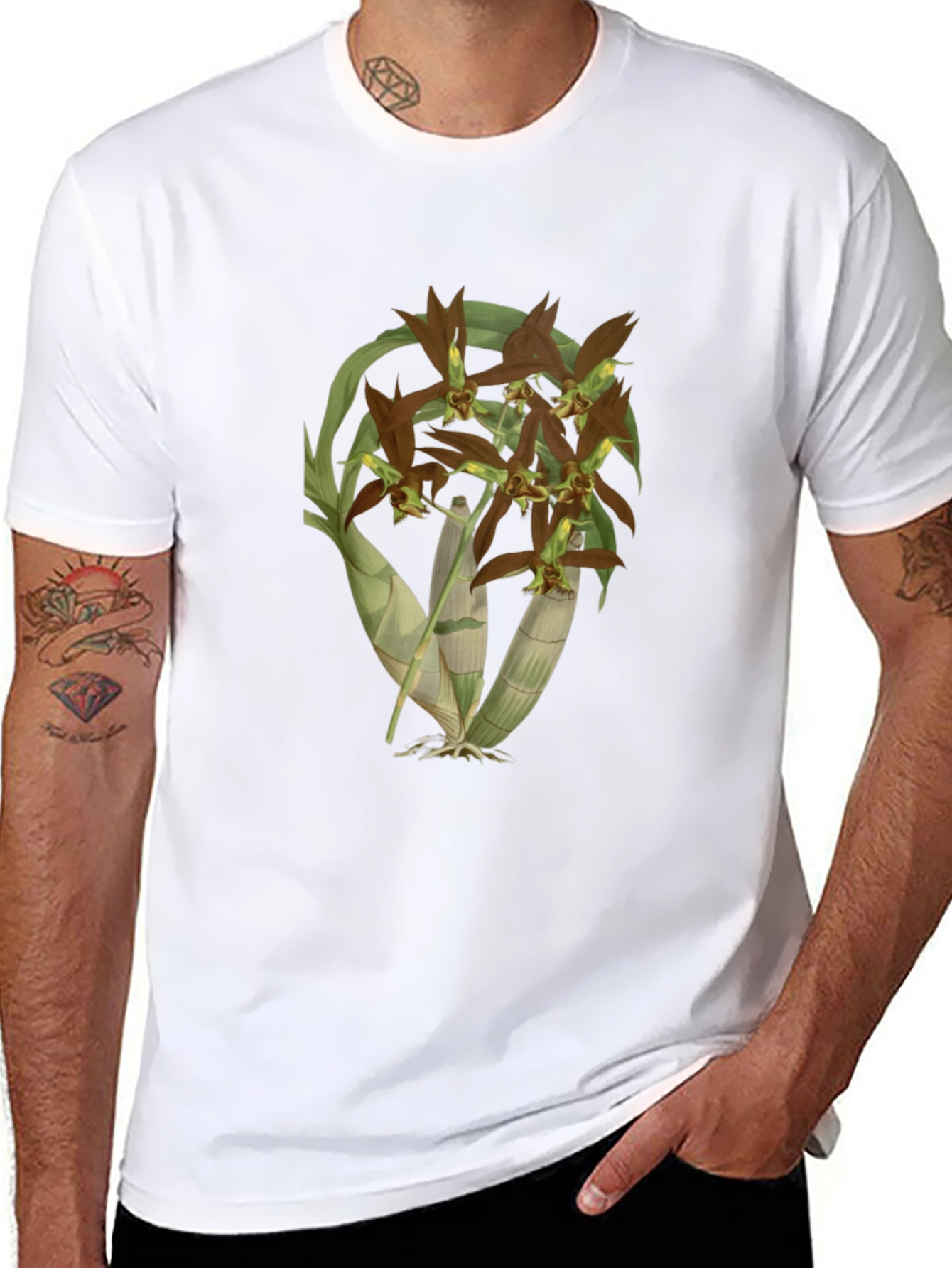 Orchid Flower Black T-Shirt