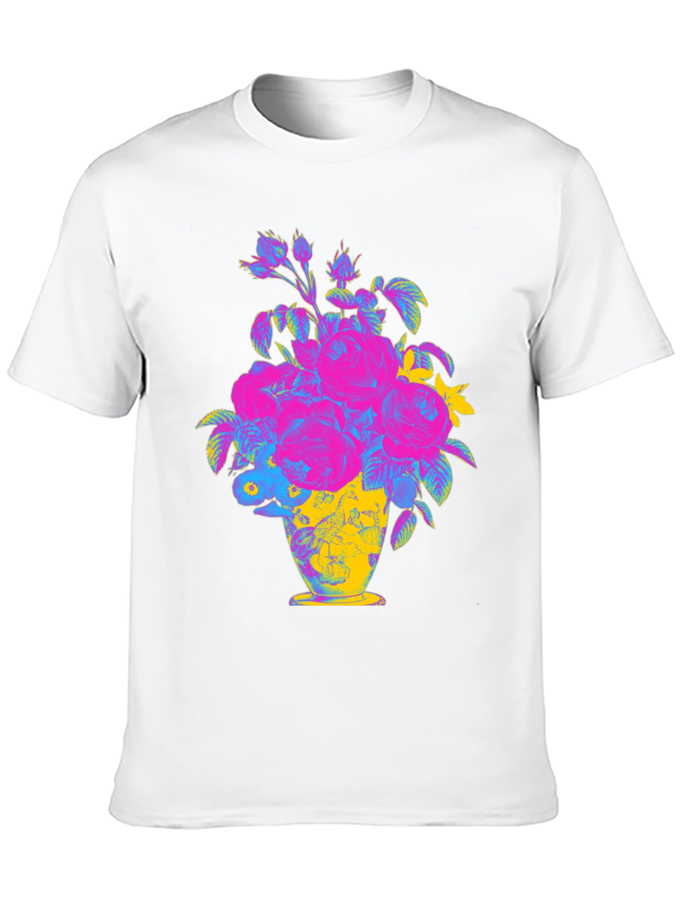 Floral Vase Graphic Tee - Vibrant Print