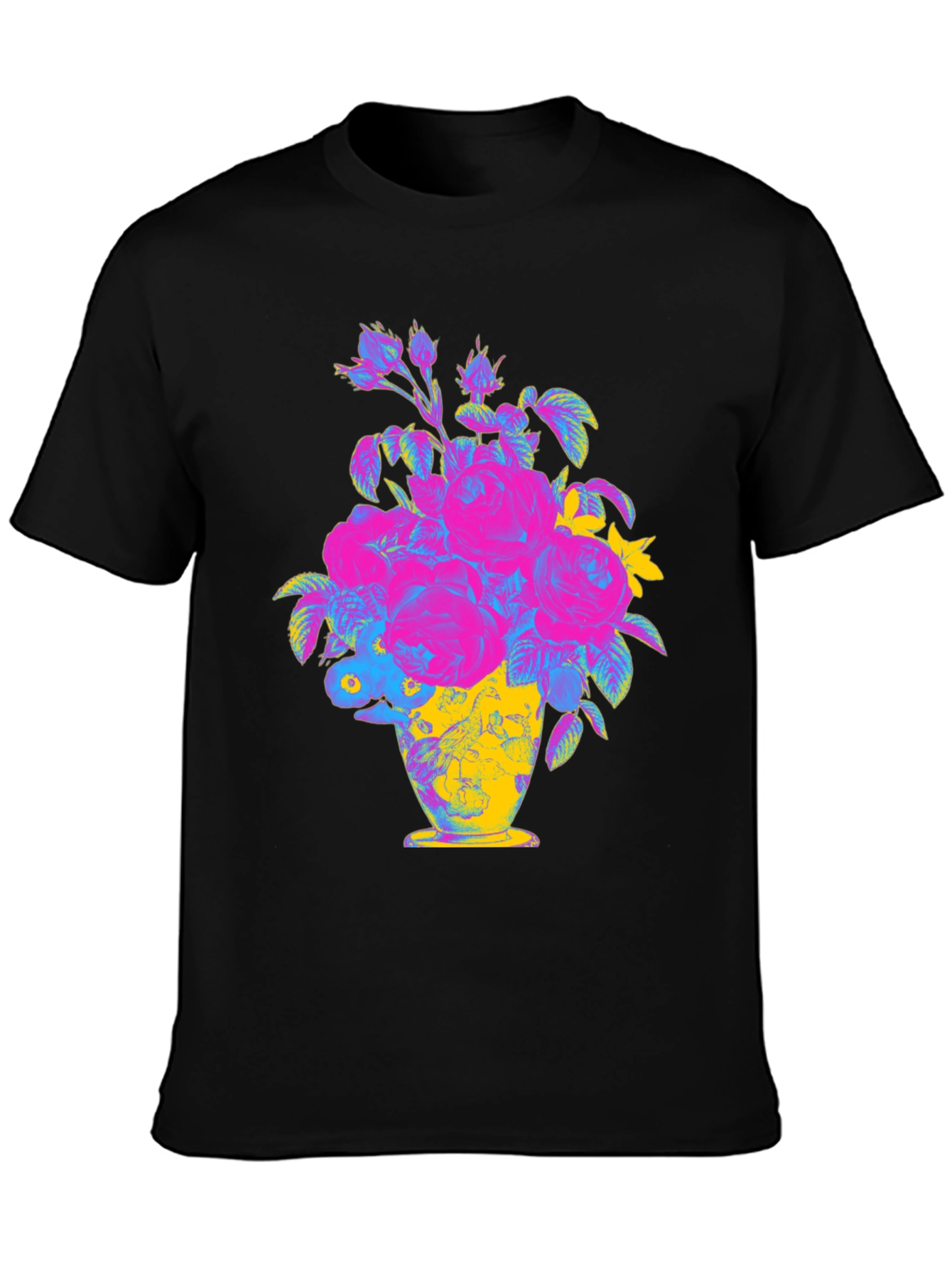 Floral Vase Graphic Tee - Vibrant Print