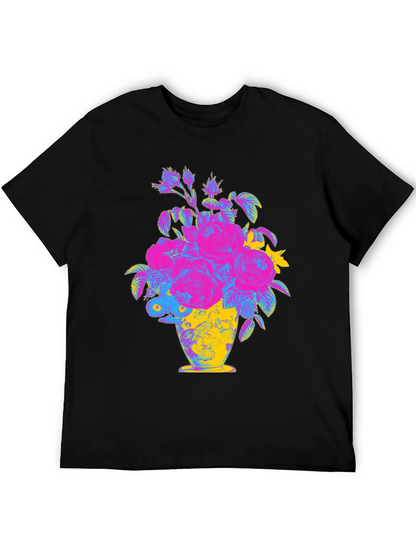 Floral Vase Graphic Tee - Vibrant Print