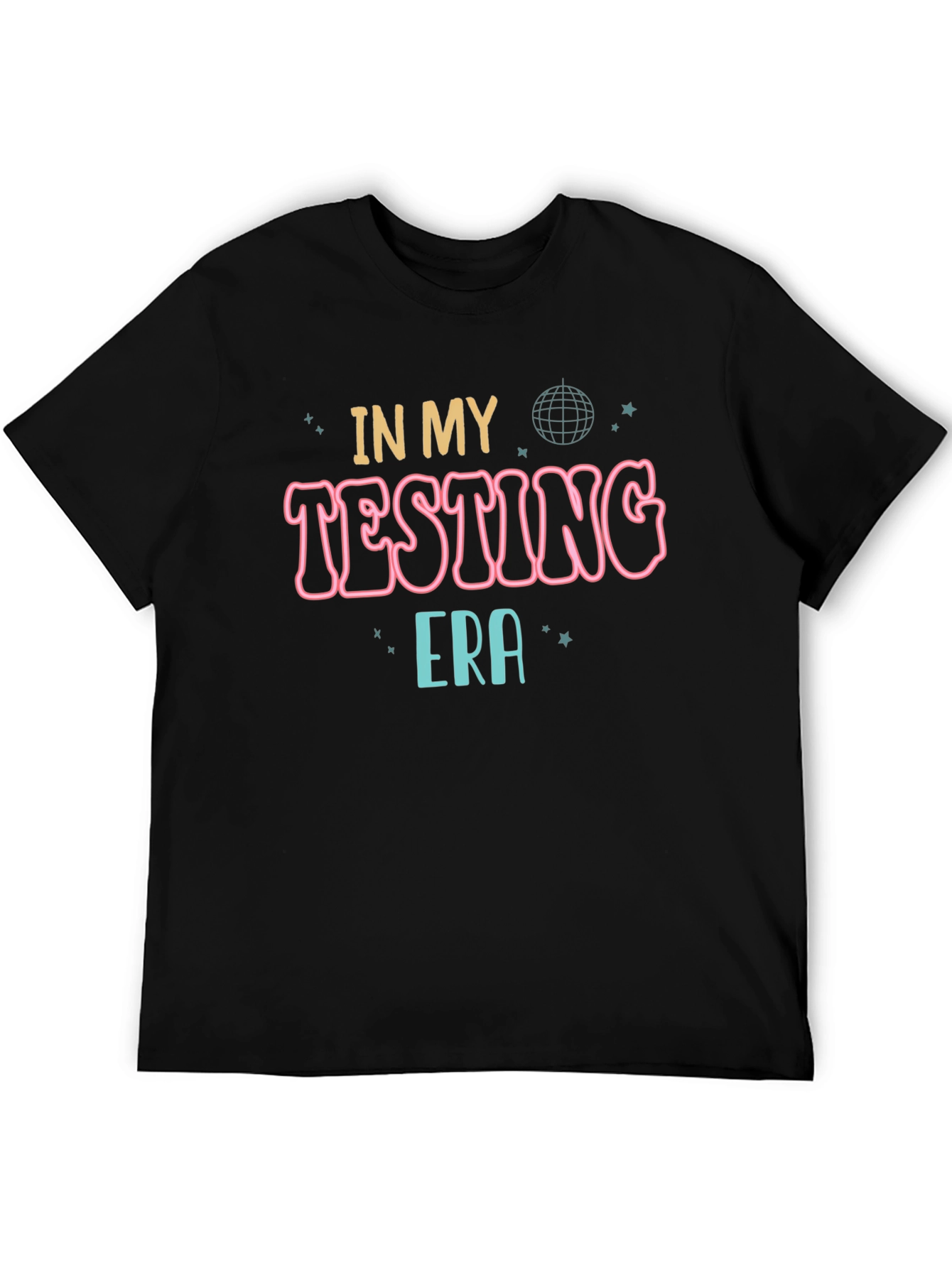 In My Testing Era Black Cotton Graphic T-Shirt