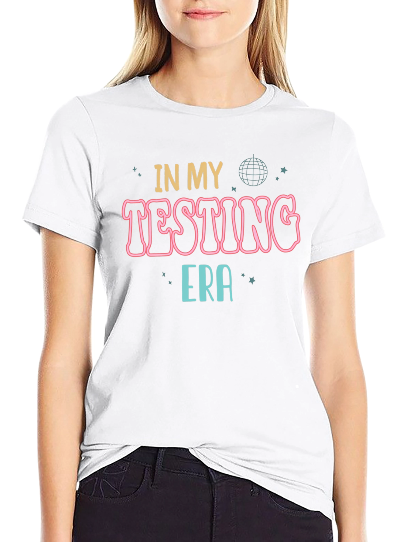 In My Testing Era Black Cotton Graphic T-Shirt