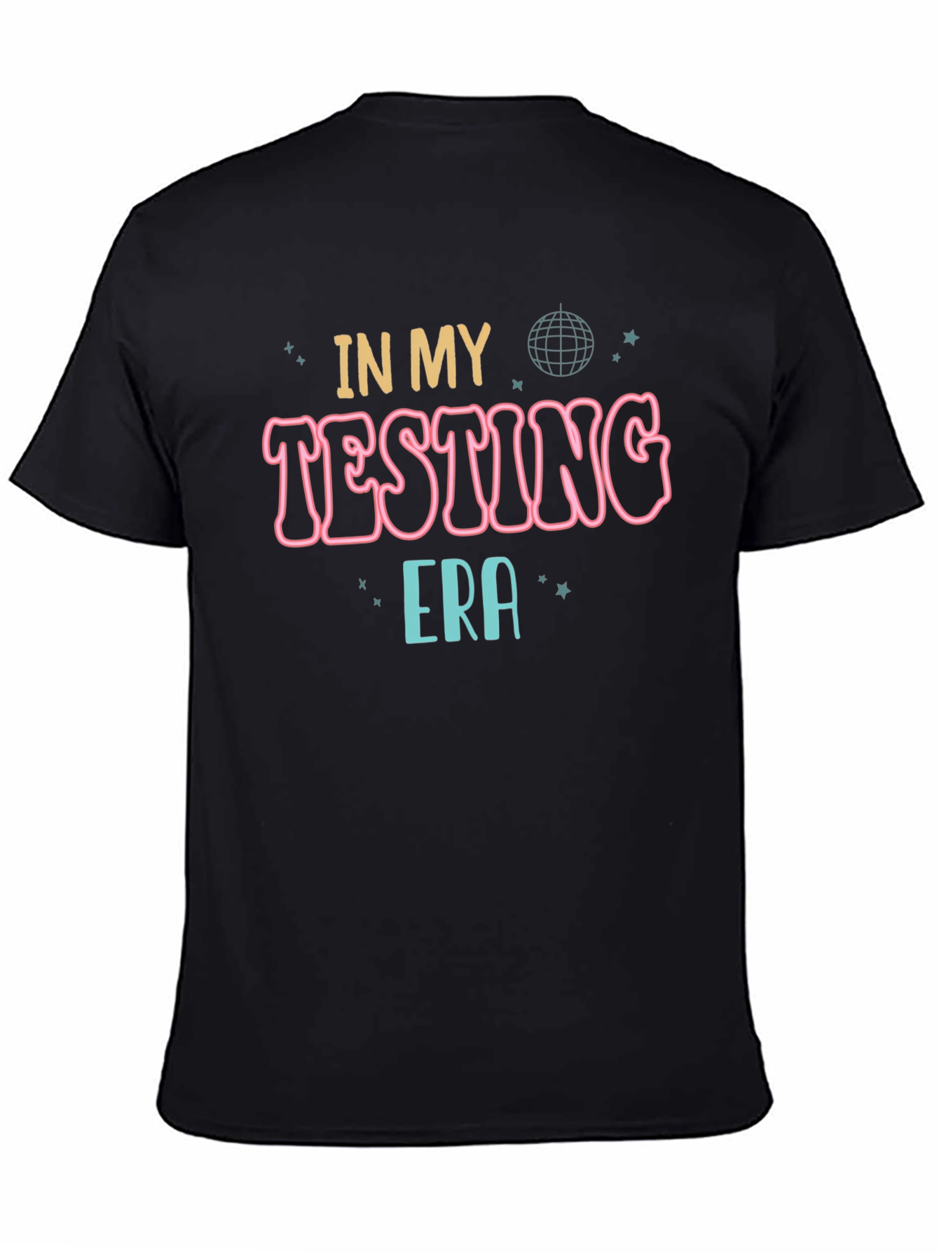 In My Testing Era Black Cotton Graphic T-Shirt