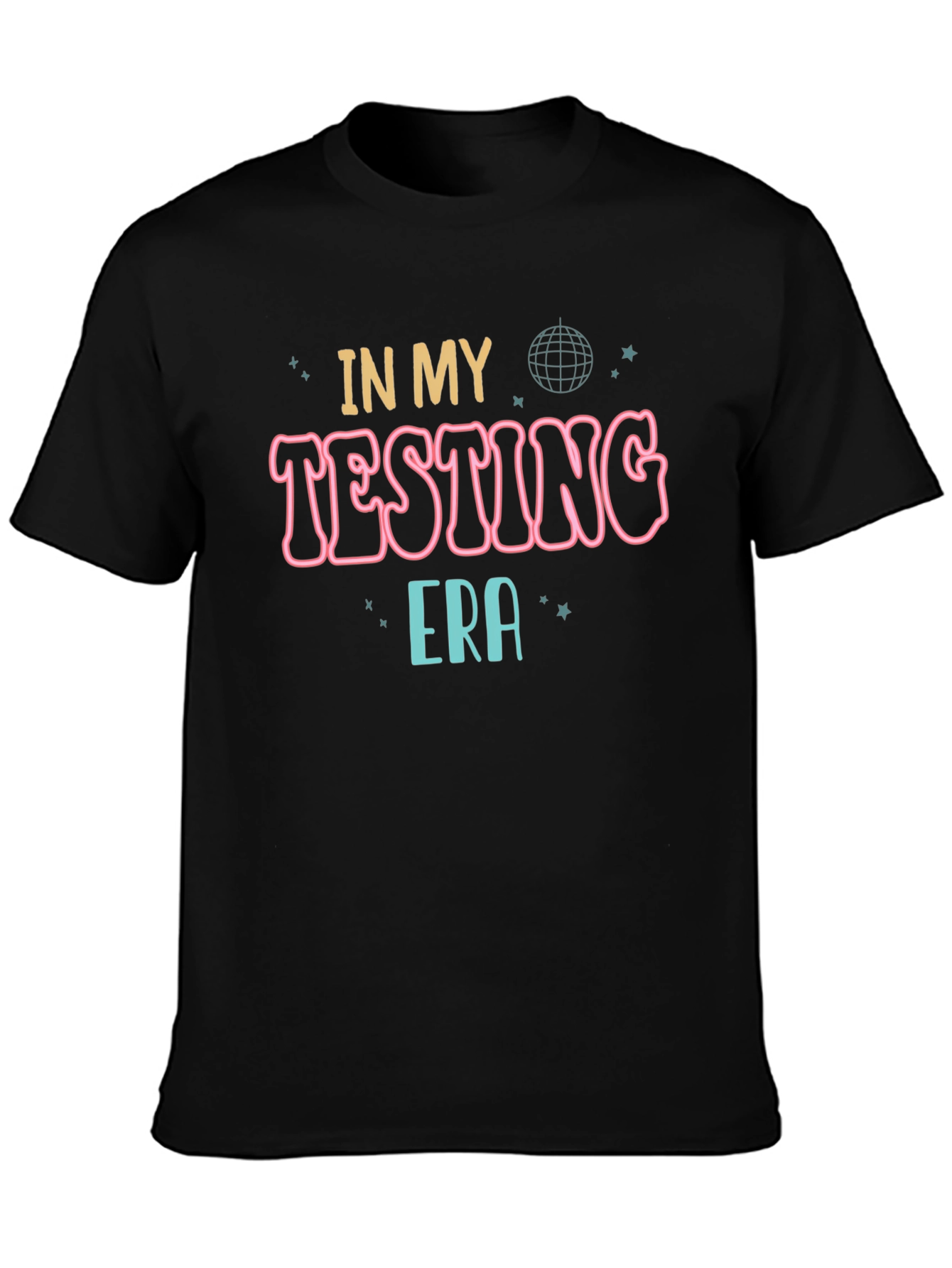 In My Testing Era Black Cotton Graphic T-Shirt