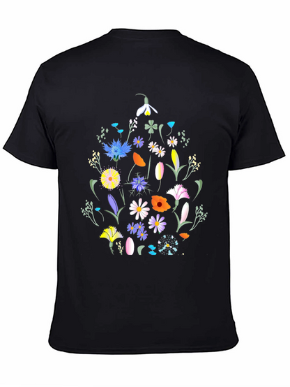 Floral Print Black T-Shirt - Nature Inspired Design