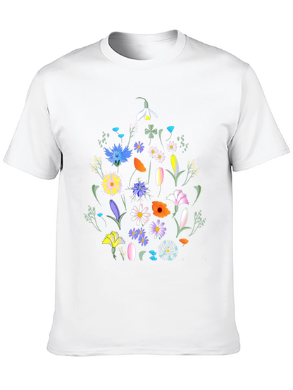 Floral Print Black T-Shirt - Nature Inspired Design