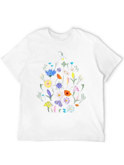 Floral Print Black T-Shirt - Nature Inspired Design