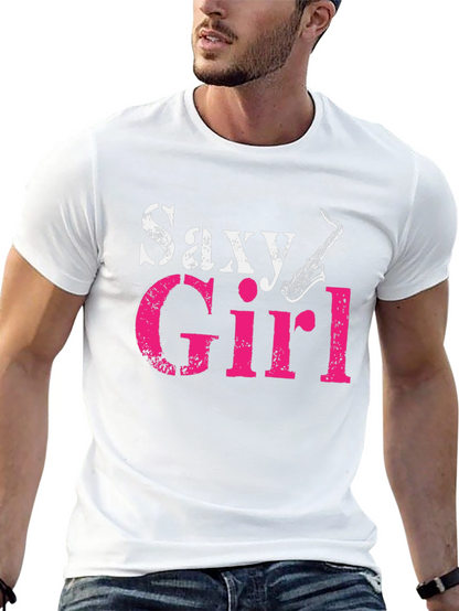 Saxy Girl Black T-Shirt - Music Lover Tee