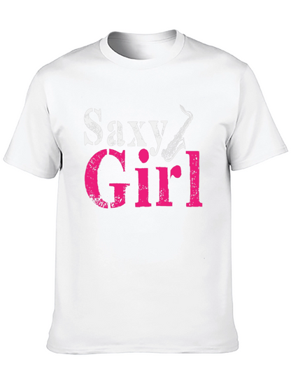 Saxy Girl Black T-Shirt - Music Lover Tee