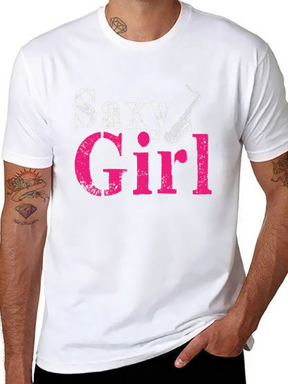 Saxy Girl Black T-Shirt - Music Lover Tee