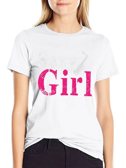 Saxy Girl Black T-Shirt - Music Lover Tee