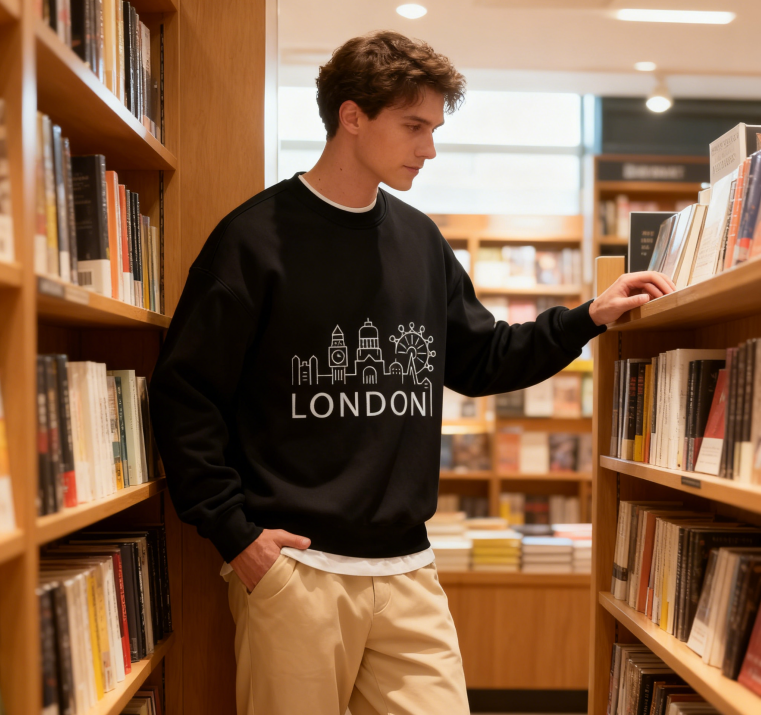 London Cityscape Line Art Crewneck Sweatshirt