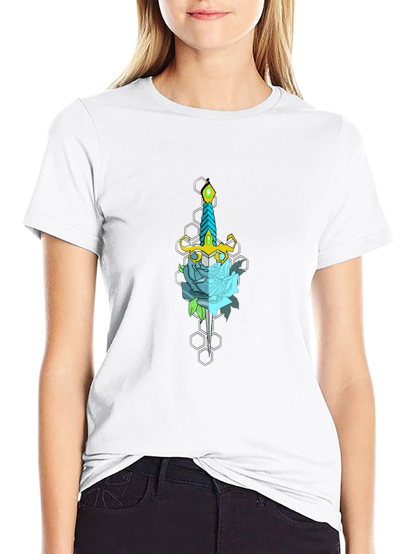 Sword and Rose Graphic Tee - Black