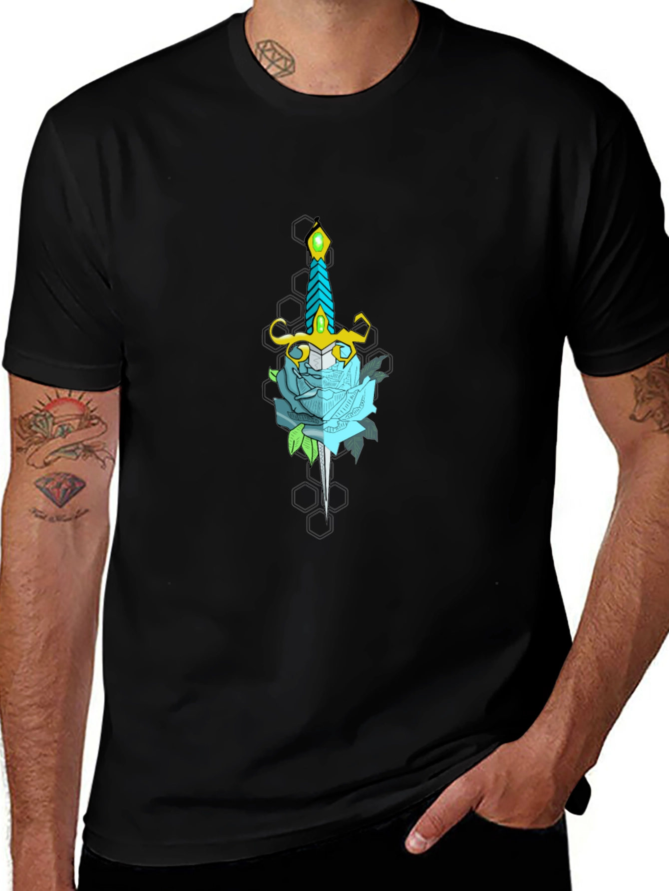 Sword and Rose Graphic Tee - Black