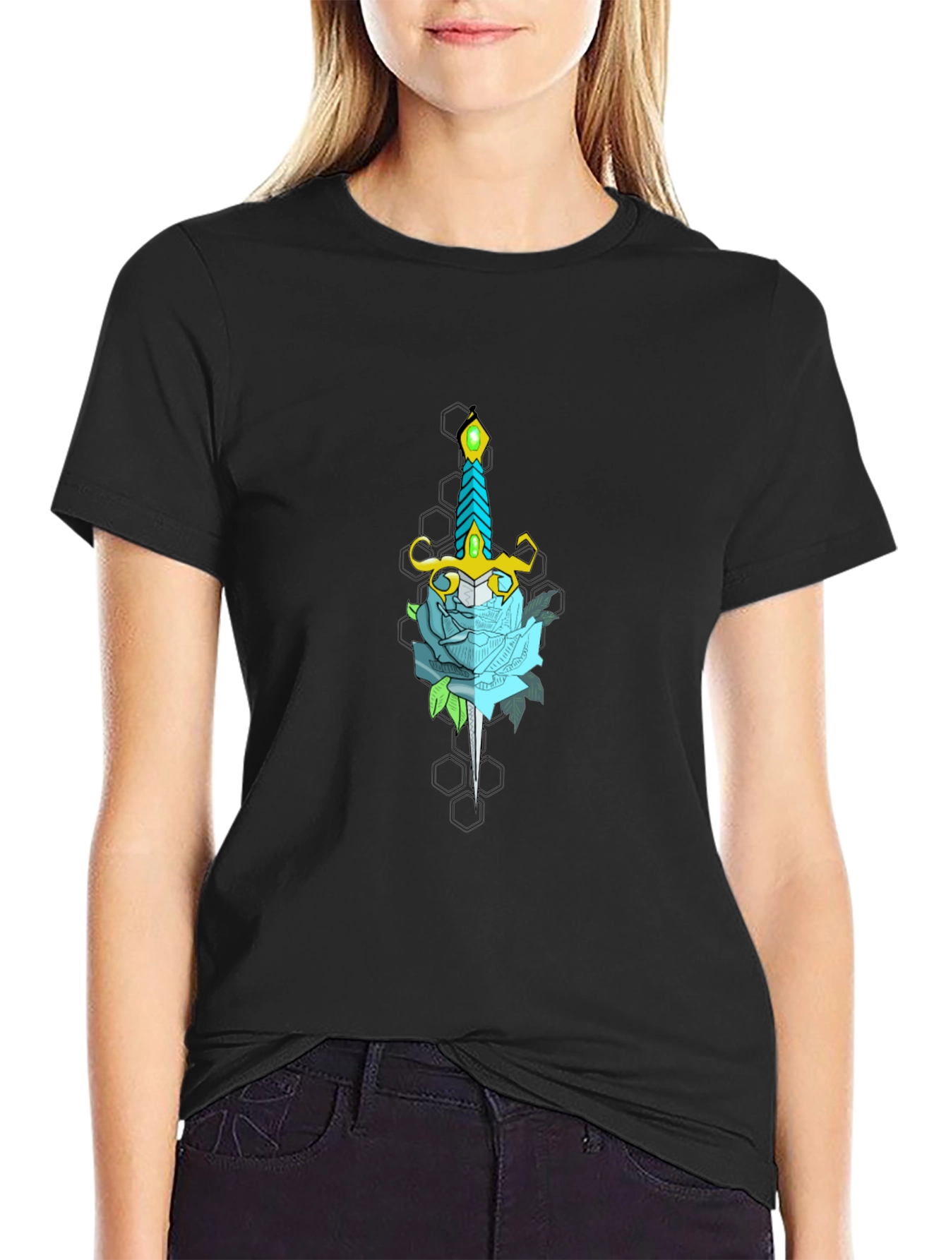 Sword and Rose Graphic Tee - Black