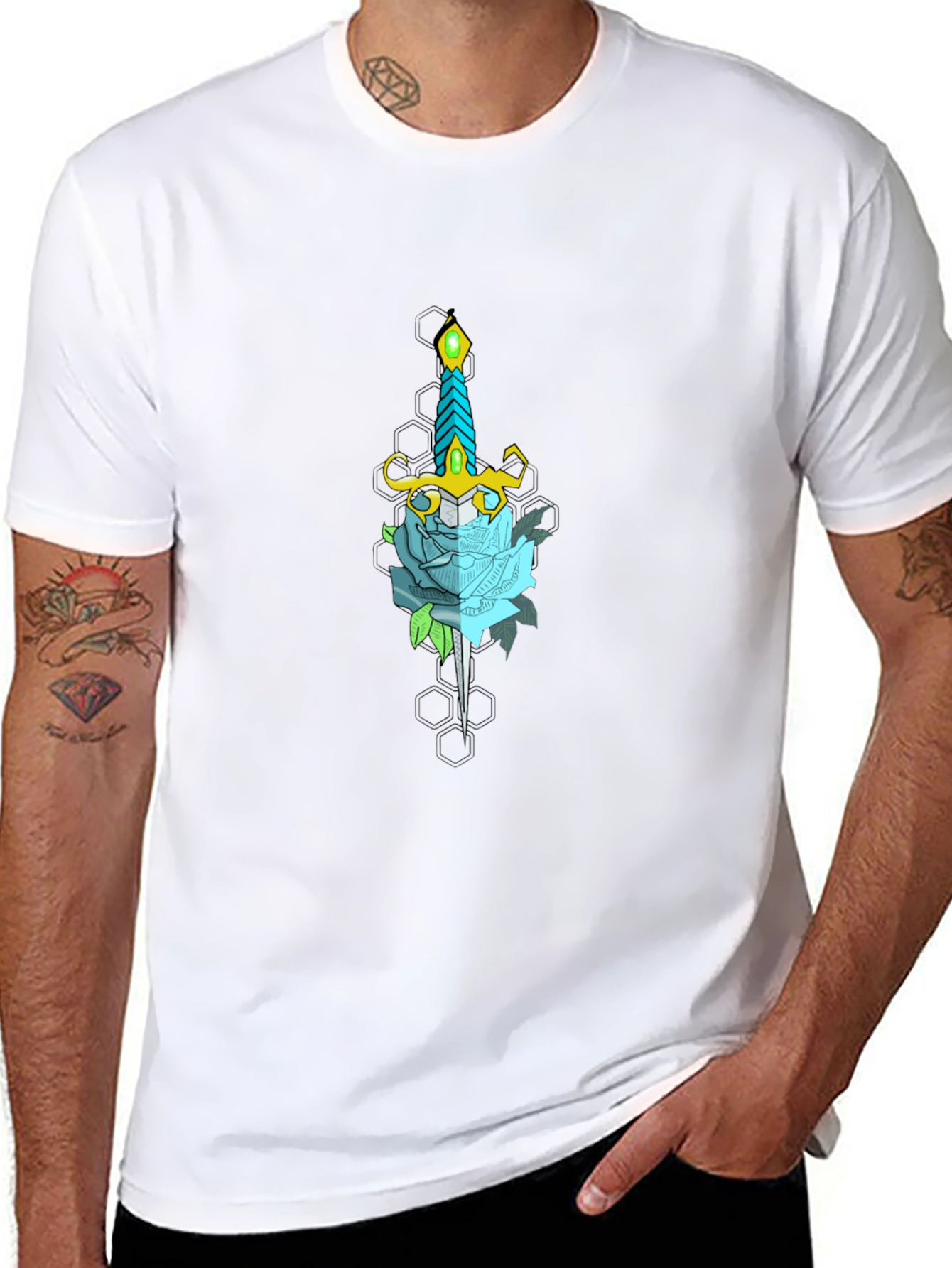 Sword and Rose Graphic Tee - Black