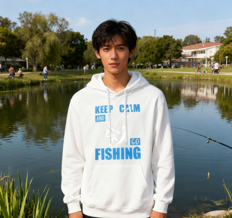 Casual Fisherman 'KEEP CALM' Hooded Top