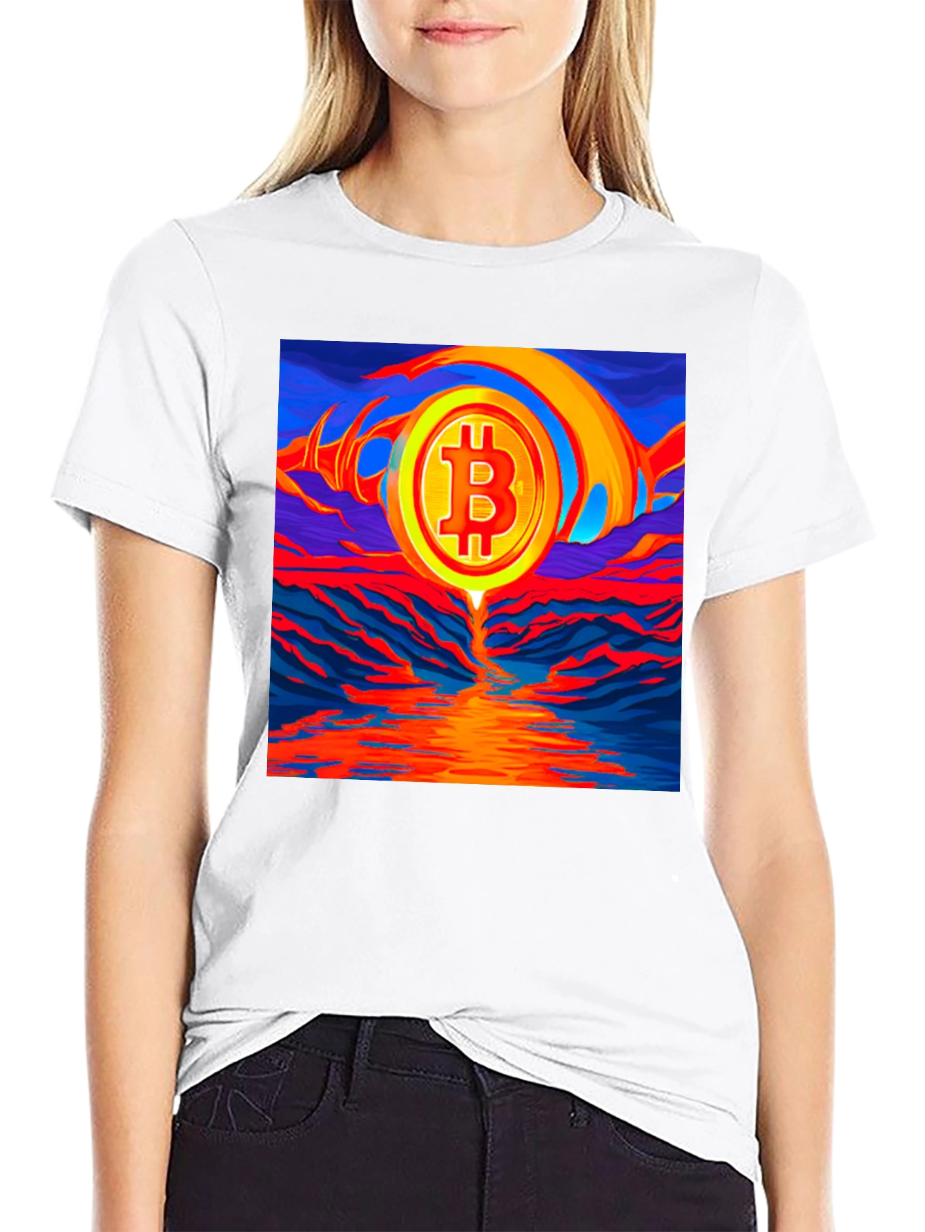 Bitcoin Sunset Graphic Tee - Black T-Shirt
