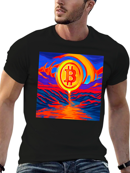 Bitcoin Sunset Graphic Tee - Black T-Shirt