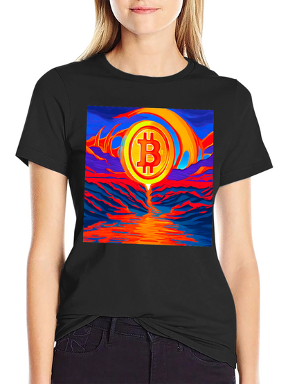 Bitcoin Sunset Graphic Tee - Black T-Shirt