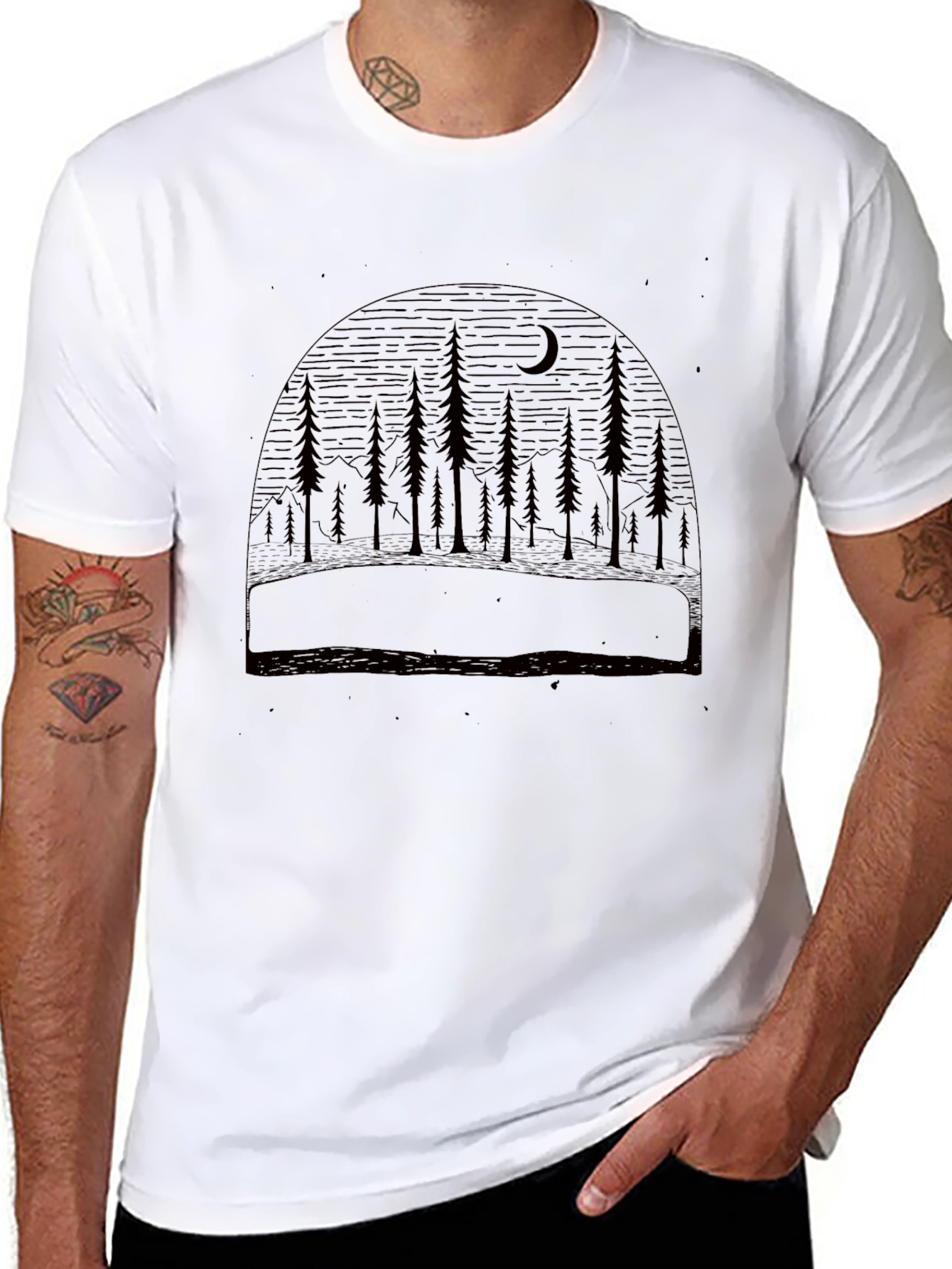 Nature Scene Black Graphic Tee