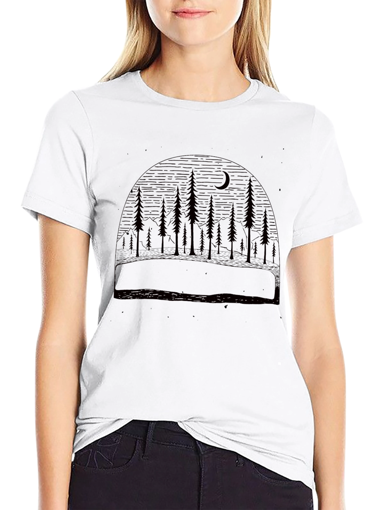 Nature Scene Black Graphic Tee
