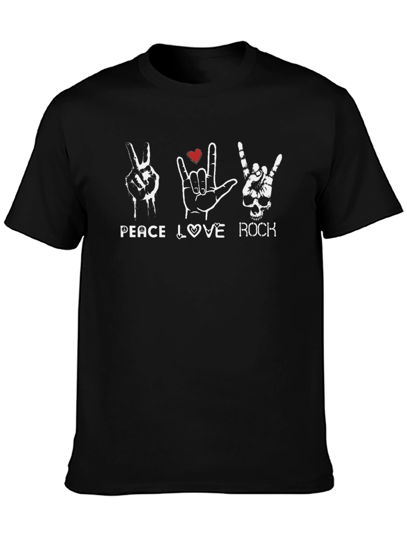 Peace Love Rock Graphic Tee - Black